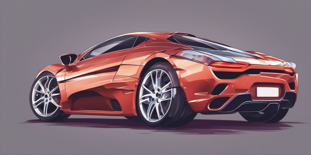Sportcar in illustration style with gradients and white background