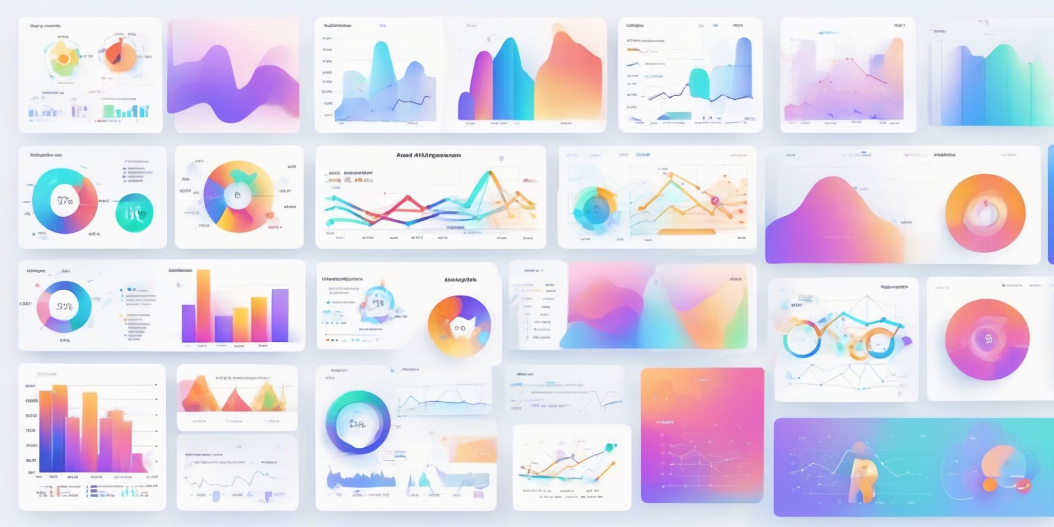 Analytics in illustration style with gradients and white background
