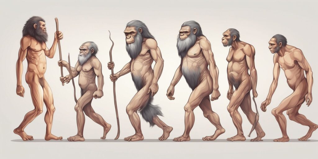 Human evolution in illustration style with gradients and white background