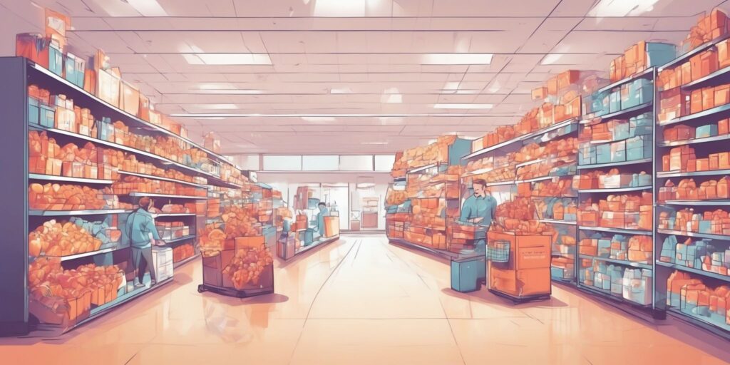 Commerce in illustration style with gradients and white background