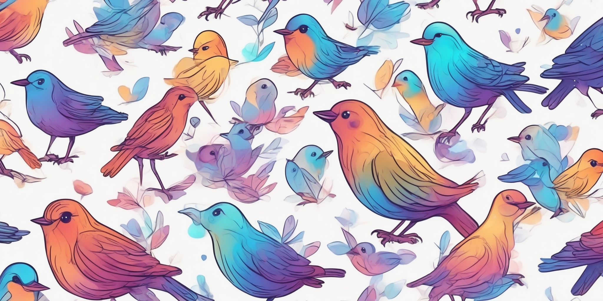 Tweets in illustration style with gradients and white background