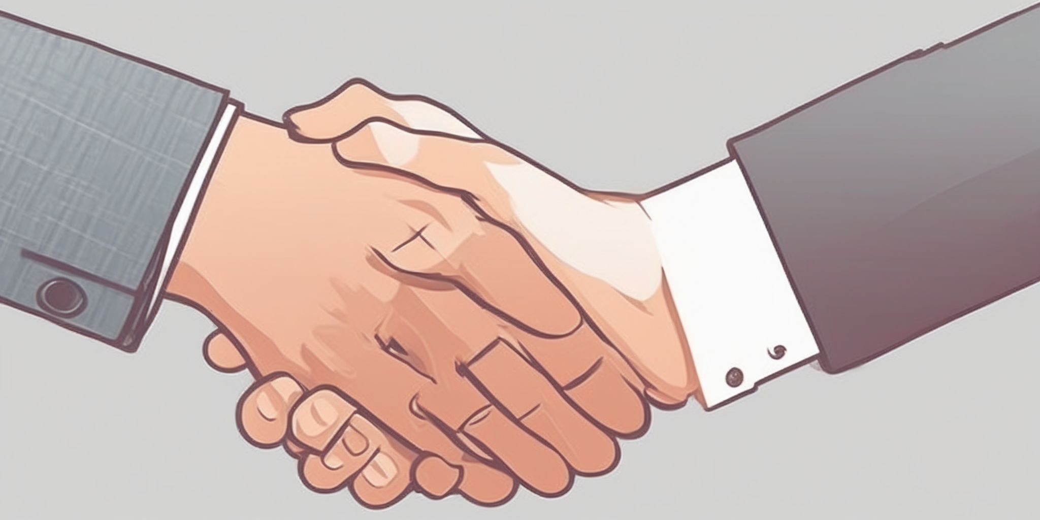 Handshake in illustration style with gradients and white background