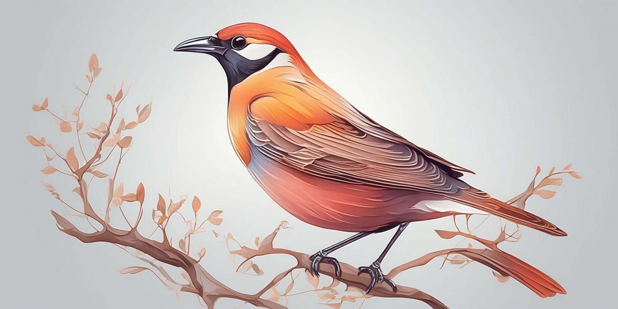 Bird in illustration style with gradients and white background