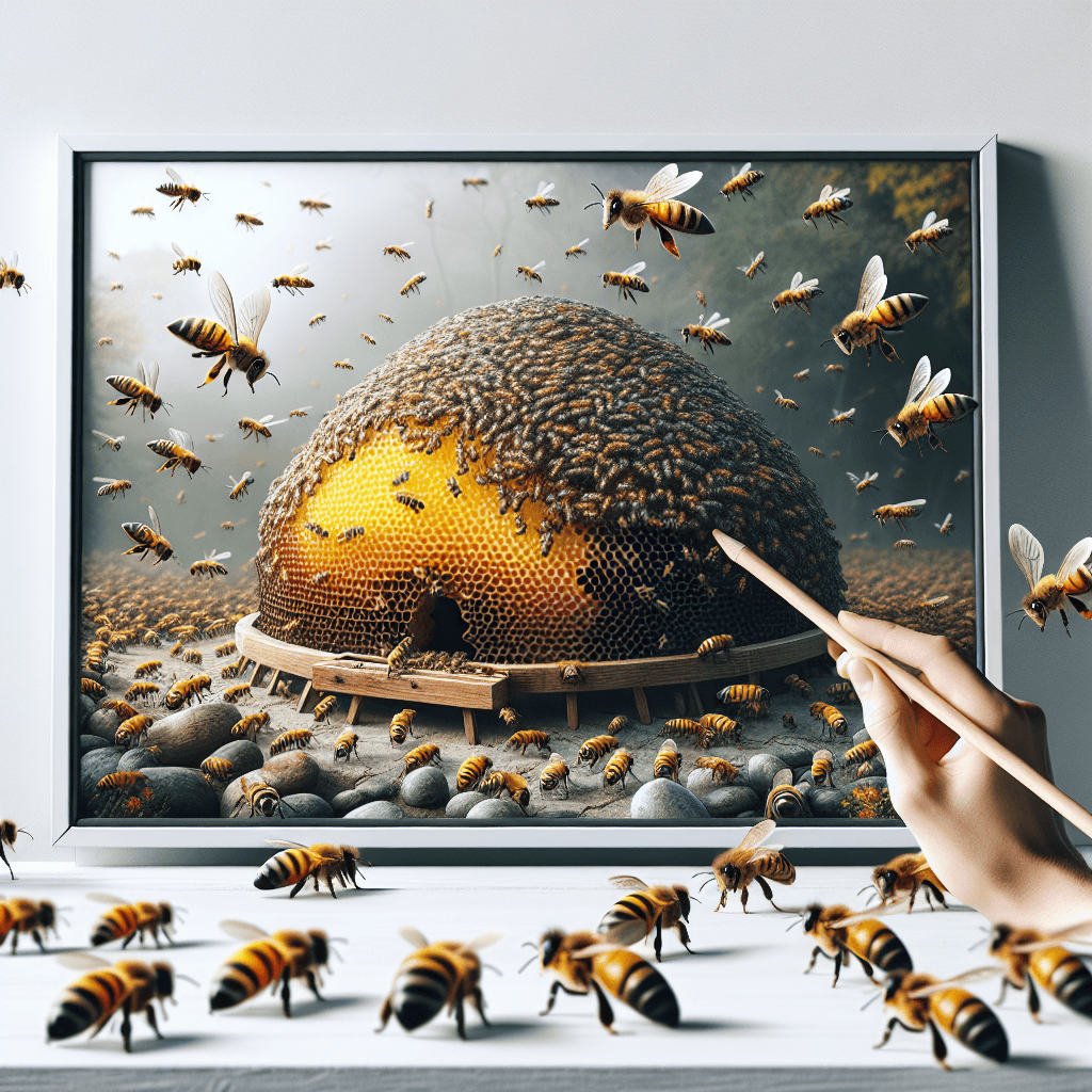 Beehive in photo-realistic style with white background