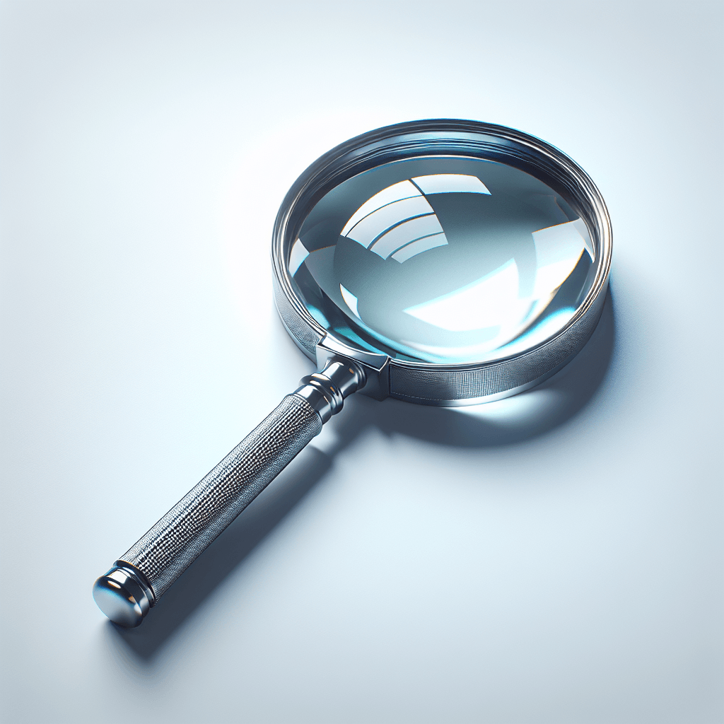 Magnifying glass in photo-realistic style with white background