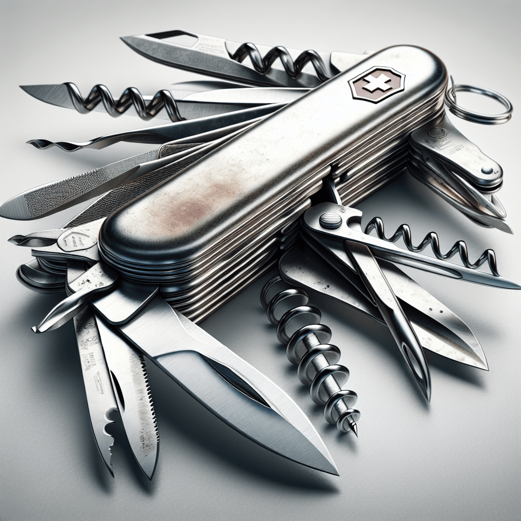 Swiss knife in photo-realistic style with white background