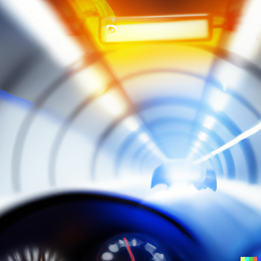 super-speed, depicted as look from a car in a highway in a tunnel